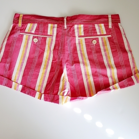 PINK STRIPED CUFFED SHORTS - Picture 4 of 10